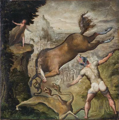 Perseus and Andromeda or Roger freeing Angelica by Jacopo Zanguidi — digital art print download