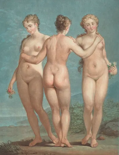 Les trois graces by Жан Франсуа Жанине — digital art print download