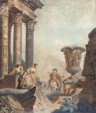 Vestiges d'un temple de la Grece by Жан Франсуа Жанине — digital art print download