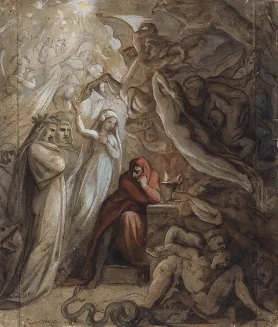 Dante Meditating on the 'Divine Comedy' by Jean-Jacques Feuchère, 1843 — digital art print download