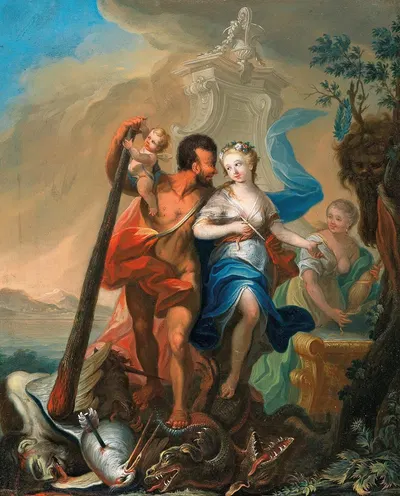 Perseus saving Andromeda by Josef Adam Ritter von Mölck, 1741 — digital art print download