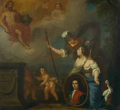 Allegorische voorstelling met zelfportret in wezenkleding by Юриан Пул (II), 1688 — digital art print download