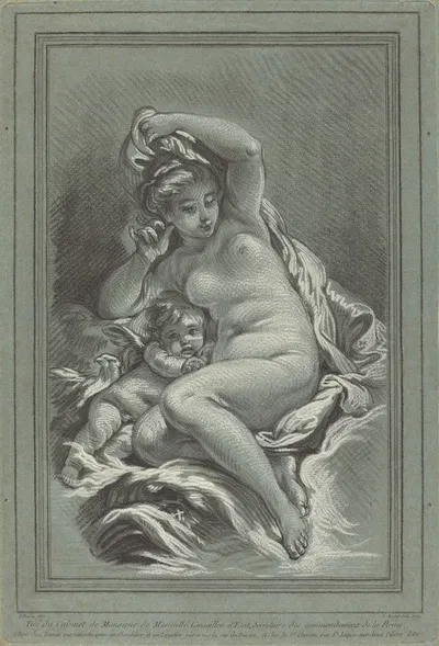 Venus and Cupid on a Dolphin by Луи-Марин Бонне, 1767 — digital art print download