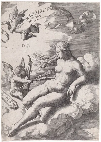 Venus and Cupid by Лукас Ван Лейден, 1528 — digital art print download