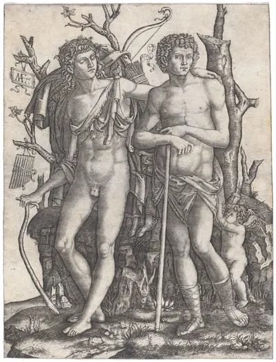 Apollo and Hyacinthus by Marcantonio Raimondi, 1506 — digital art print download