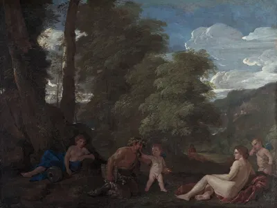 Nymphs and a Satyr (Amor Vincit Omnia) by Николя Пуссен — digital art print download