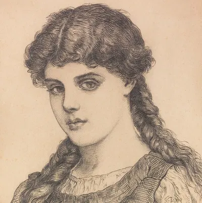 Porträt eines Mädchens mit Zöpfen by Franz von Defregger, 1869 — digital art print download
