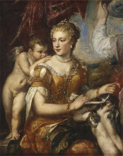 Venus Blindfolding Cupid by Follower of Titian — digital art print download
