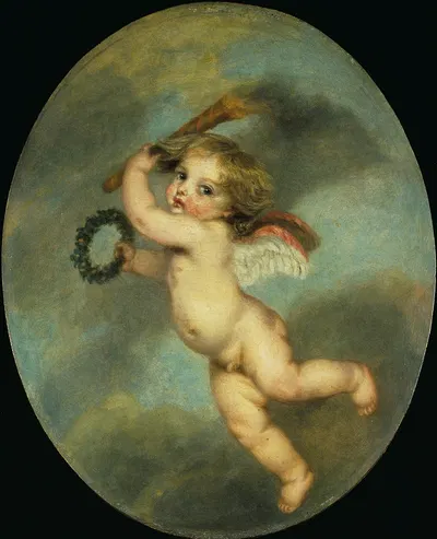 Flying Cupid with a Torch by Жан-Батист Грёз, c. 1790 — digital art print download