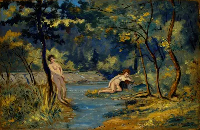 Standing and Reclining Nymphs by Луи Мишель Эйльшемиус, 1908 — digital art print download