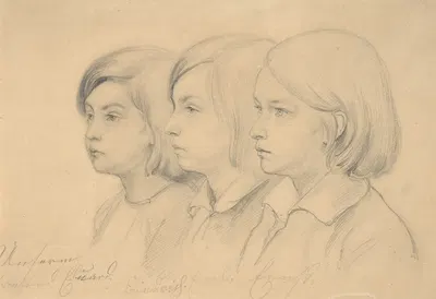The Artist's Children; Friedrich, Emil, and Ernst by Фридрих Преллер Старший — digital art print download