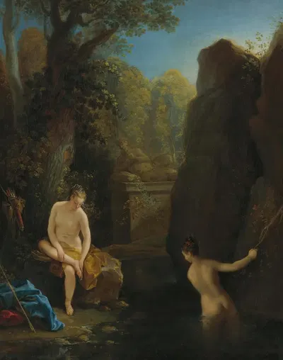 DIANA AND A NYMPH BATHING by Jean Raoux — digital art print download