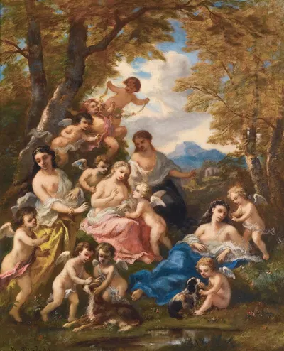 Nymphes Et Amours by Нарцисс-Виржиль Диаз де Ла Пенья, 1854 — digital art print download