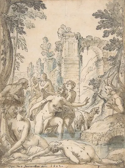 Diana and Actaeon by Georg Pecham, 1580–1604 — digital art print download