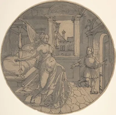 Joseph and Potiphar's Wife by Georg Pencz — digital art print download