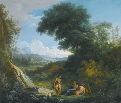 A Faun And A Nymph Reclining In A Landscape by Андреа Локателли — digital art print download