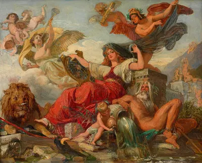 Allegorie auf die Stadterweiterung (Skizze zu einem Deckenbild im Neuen Rathaus) by Август Эйзенменгер — digital art print…