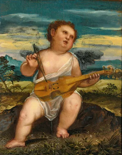 Cupid With A Violin In A Landscape by Bonifacio Veronese — digital art print download