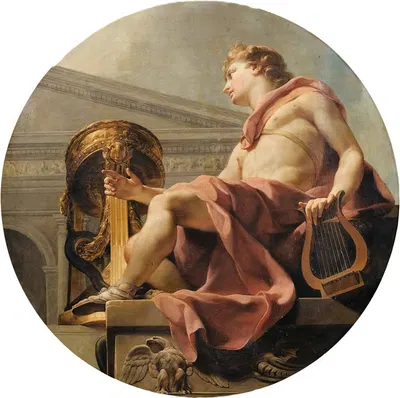 Apollo Seated Holding A Lyre In Front Of An Athenienne And A Snake by Charles-André van Loo — digital art print download