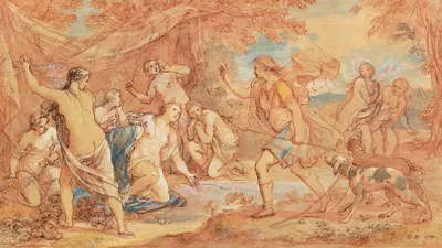 Diana And Actaeon by Шарль-Жозеф Натоир — digital art print download