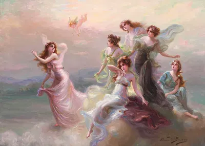 The Dance of the Nymphs and Cupid by Эдуар Биссон — digital art print download