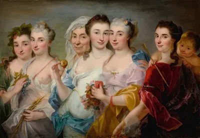 A Group Of Women As Allegories Of The Four Seasons, With Venus And Cupid And An Older Woman Beyond by Европейская школа —…