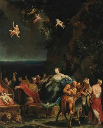 Bacchus and Ariadne by Джузеппе Мария Крепси — digital art print download