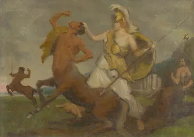 Pallas Athena Fighting Centaurs by Милан Томка Митровский, 1900 — digital art print download