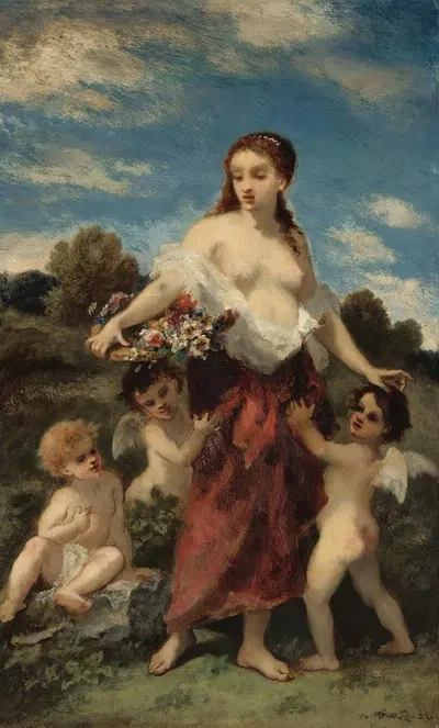 Flore Saisie Par L'amour Or L'innocence En Danger by Нарцисс-Виржиль Диаз де Ла Пенья, 1851 — digital art print download