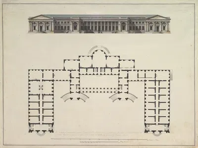 North Elevation and Ground Plan of the Alexander Palace at Tsarskoe Selo by Джакомо Кваренги — digital art print download