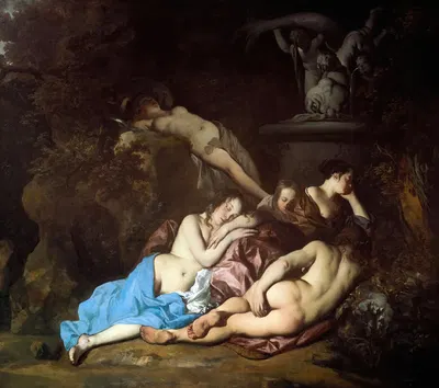 Nymphs by a Fountain by Sir Peter Lely — digital art print download
