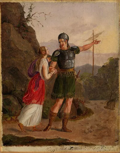 Sketch for The Departure of Fridtjof by Адольф Тидеманд, 1836 — digital art print download