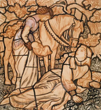The Birth of Tristram by Артур Хьюз, 1861 — digital art print download
