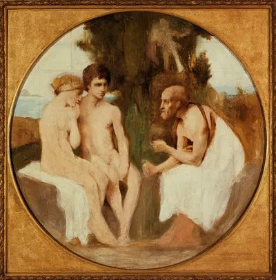 Philétas instruisant Daphnis et Chloé by Жюль Эли Делаunay, 1875 — digital art print download