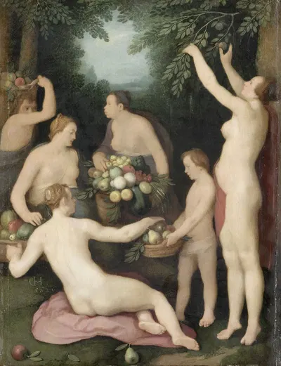 Pomona Receiving the Harvest of Fruit by Корнелис Корнелисз ван Харлем, 1626 — digital art print download