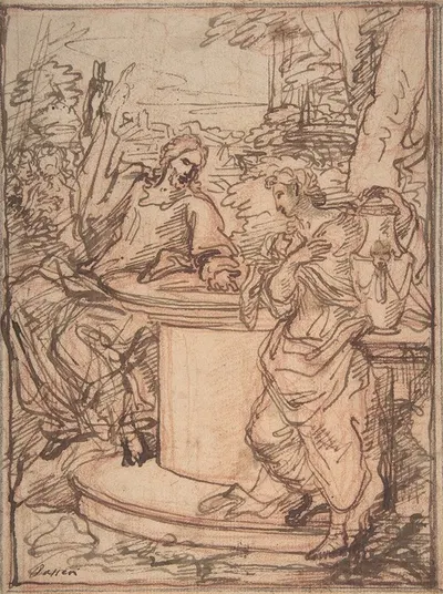 Christ and the Samaritan Woman at the Well by Giuseppe Passeri — digital art print download