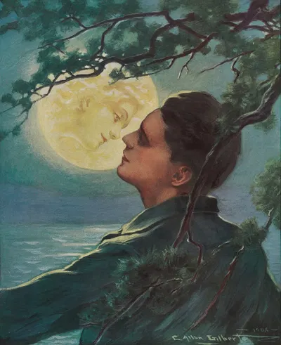 The girl in the moon by Charles Allan Gilbert, 1908 — digital art print download