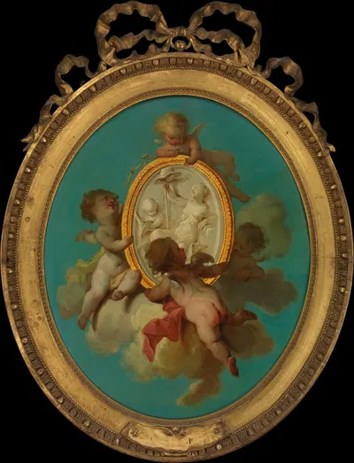 Putti with a Medallion by Шарль Доминик Жозеф Эйзен — digital art print download