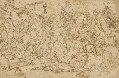 Battle of Horsemen and Foot Soldiers by Guglielmo della Porta — digital art print download