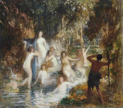 Allegorical figures in a stream by Джордж Спенсер Уотсон — digital art print download