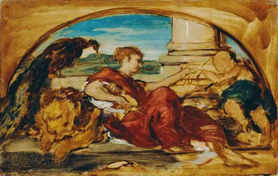 Allegorische Figur mit Löwe und Pfau by Hans Canon, 1882-1883 — digital art print download