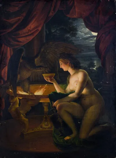 Hebe tränkt den Adler des Zeus mit Nektar by Ignaz Unterberger — digital art print download