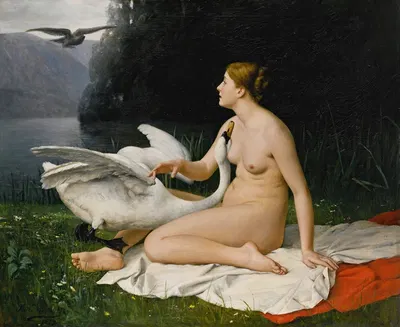 Leda and the swan by Жан Батист Поль Лазерж, 1879 — digital art print download