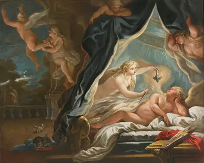 Psyche discovering the sleeping Cupid by Joseph Goupy — digital art print download