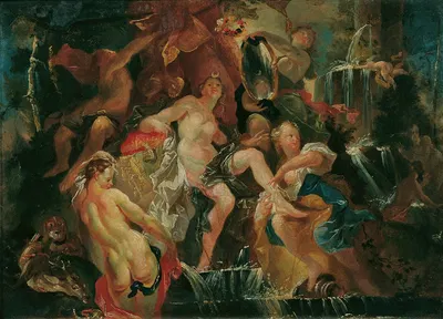 Das Bad der Diana (Rückseite; Die Erziehung des Bacchusknaben) by Joseph Winterhalder the younger, 1759 — digital art print…