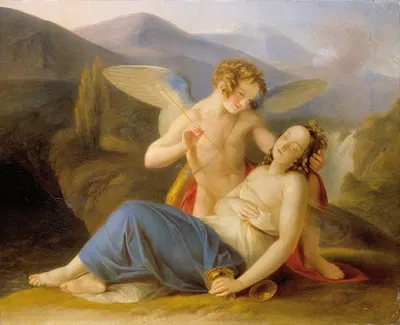Psyche wird durch Amors Pfeil aus der Ohnmacht erweckt by Карл Иосиф Алойс Агрикола, 1837 — digital art print download
