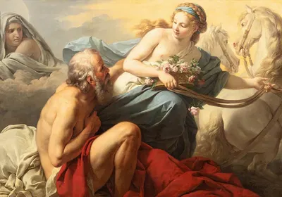 Aurora and Tithonus by Louis-Jean-François Lagrenée, 1763 — digital art print download