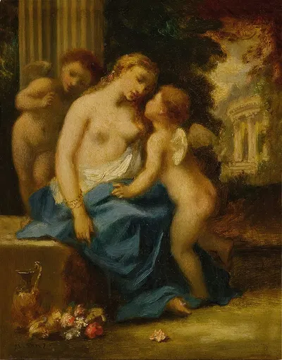 Venus and cupids by Нарцисс-Виржиль Диаз де Ла Пенья — digital art print download