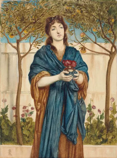 A priestess of Diana offering Poppies by Simeon Solomon, 1864 — digital art print download