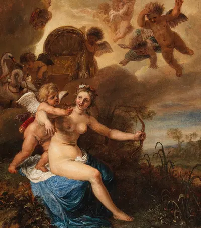 Venus taking away Cupid’s bow by Корнелис Хольстейн — digital art print download